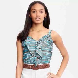 Banana Republic Silk Ruffle Print Sleeveless Top.
